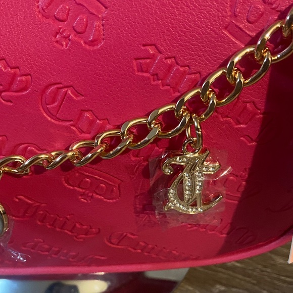 Juicy Couture NWT Not Your Babe Shoulder Bag Pink Flash with Gold Accents - Picture 4 of 8